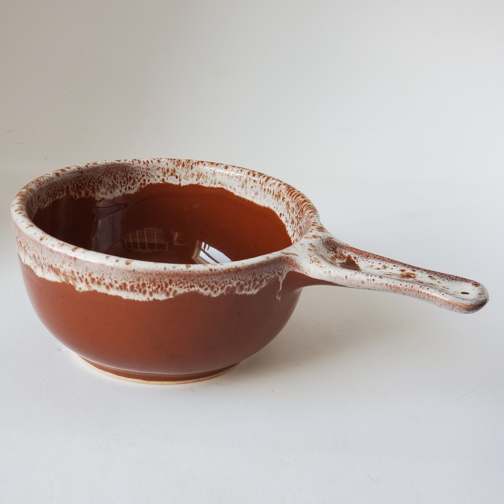Vintage Sunburst Canada Pottery Soup Bowl with Handle Lethbridge Alberta